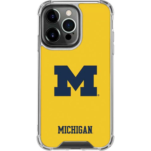 University of Michigan M Logo Yellow iPhone 14 Pro Clear Case